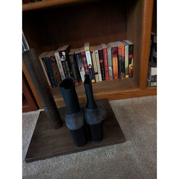 Rag & Bone Agnes grey suede block heel ankle boots sz 38 euc - Picture 4 of 9